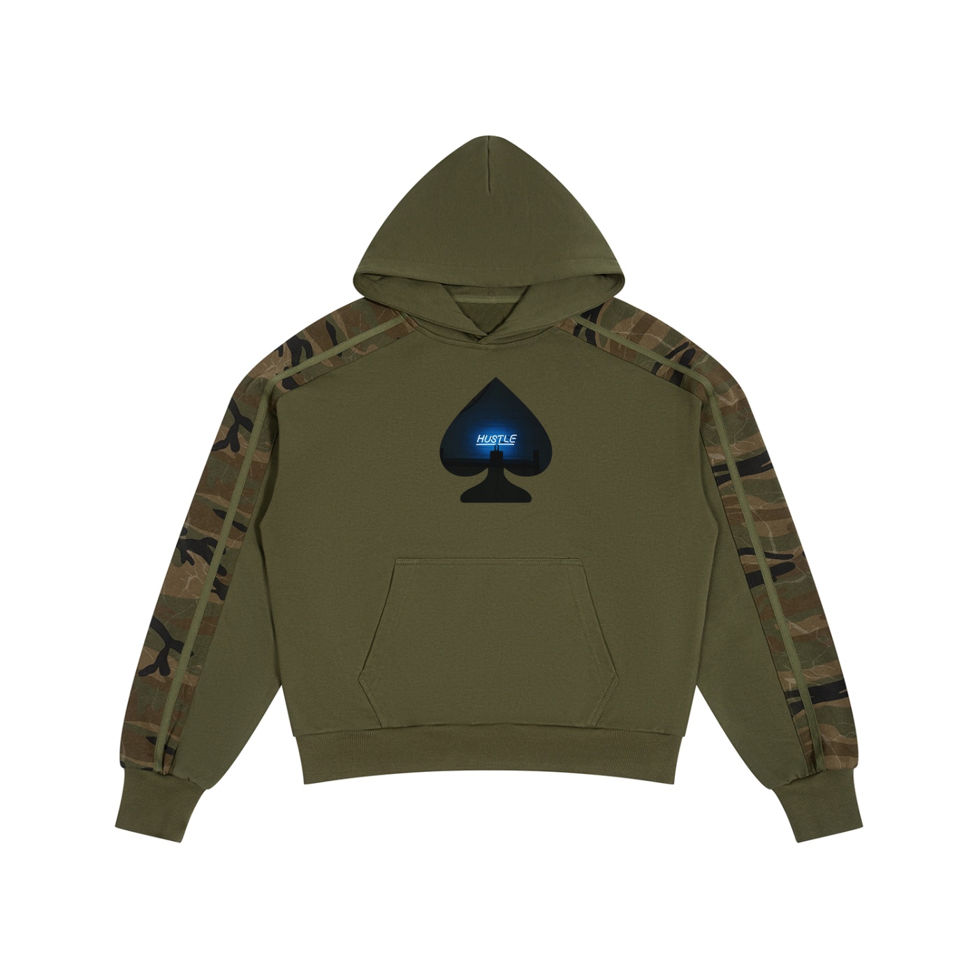 Hustle Boxy Camo Paneled Hoodie