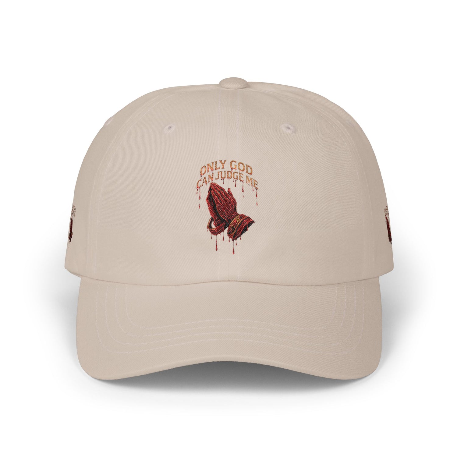 PRAYING HANDS Embroidered Cap White Baseball Hat - Image 2