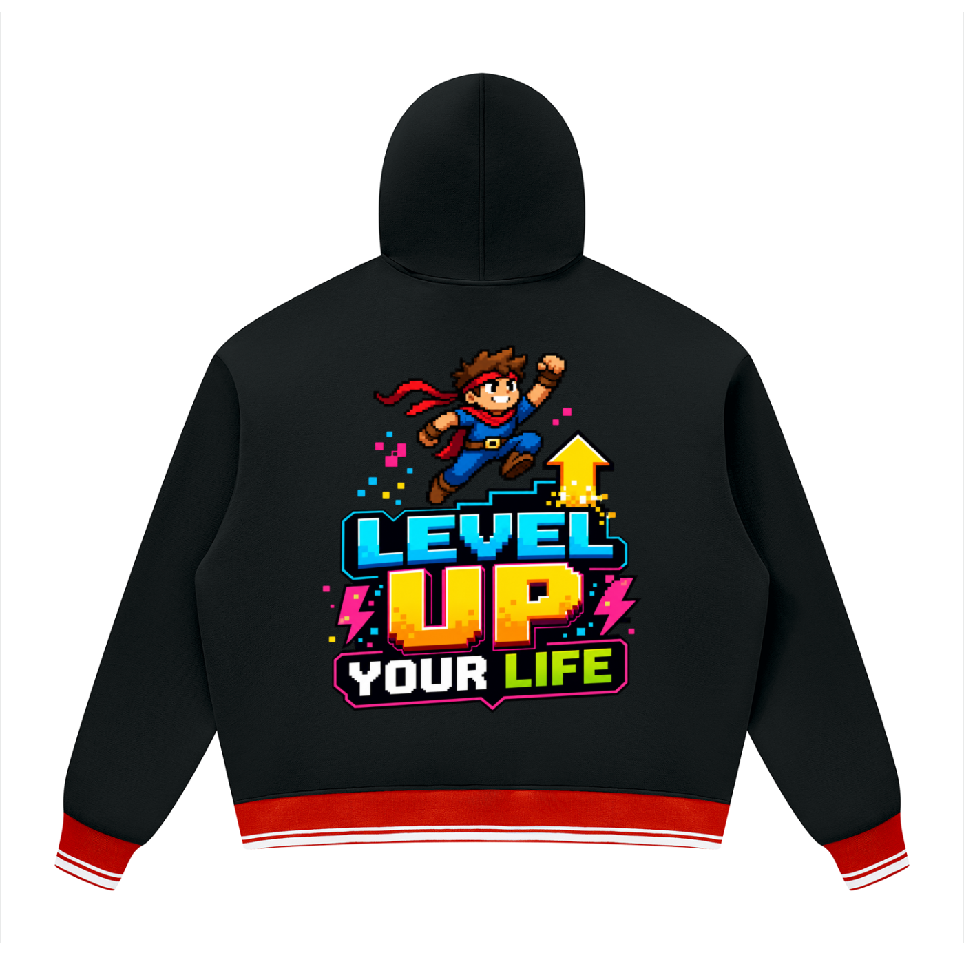 Classic Color Block Graphic Hoodie – Oversized Heavyweight Fleece - Image 2