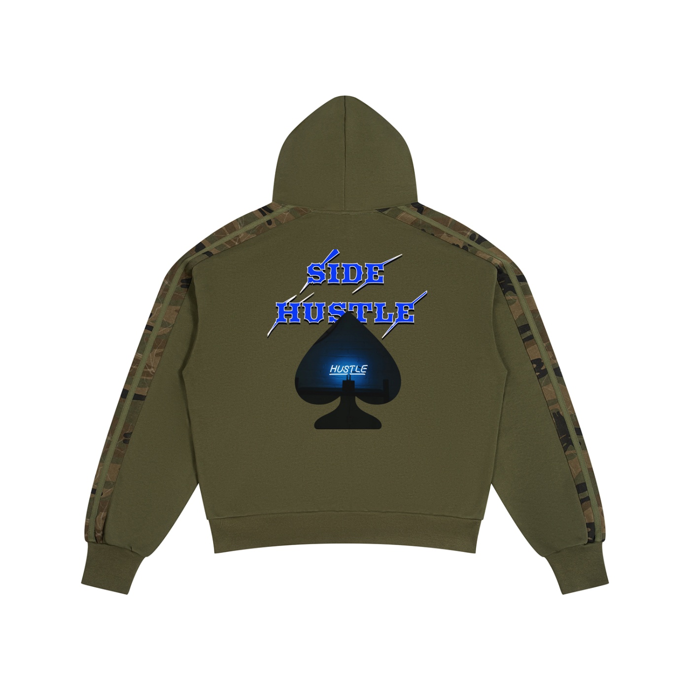 Hustle Boxy Camo Paneled Hoodie - Image 2