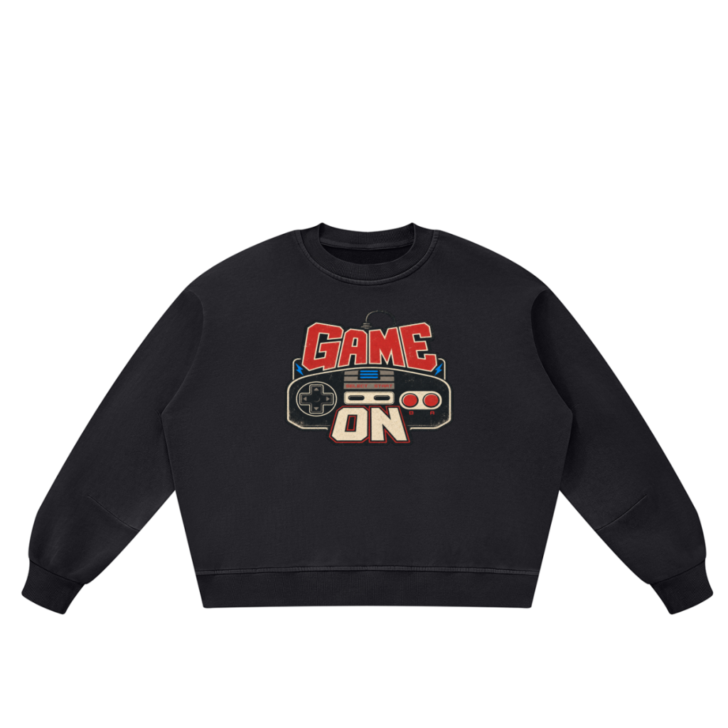 Vintage Washed Crewneck Sweatshirt | Oversized Retro Pullover & Heavyweight Graphic Fleece