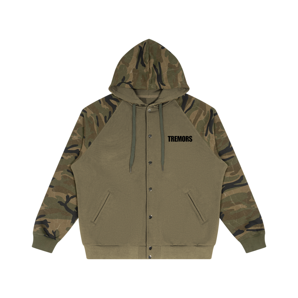Unisex Camo-Splice Raglan Zip Hoodie